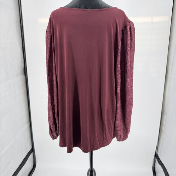 Susan Graver Tunic Top Womens Size 2X Burgundy Stretch Liquid Knit Animal Print‎ - Picture 6 of 7
